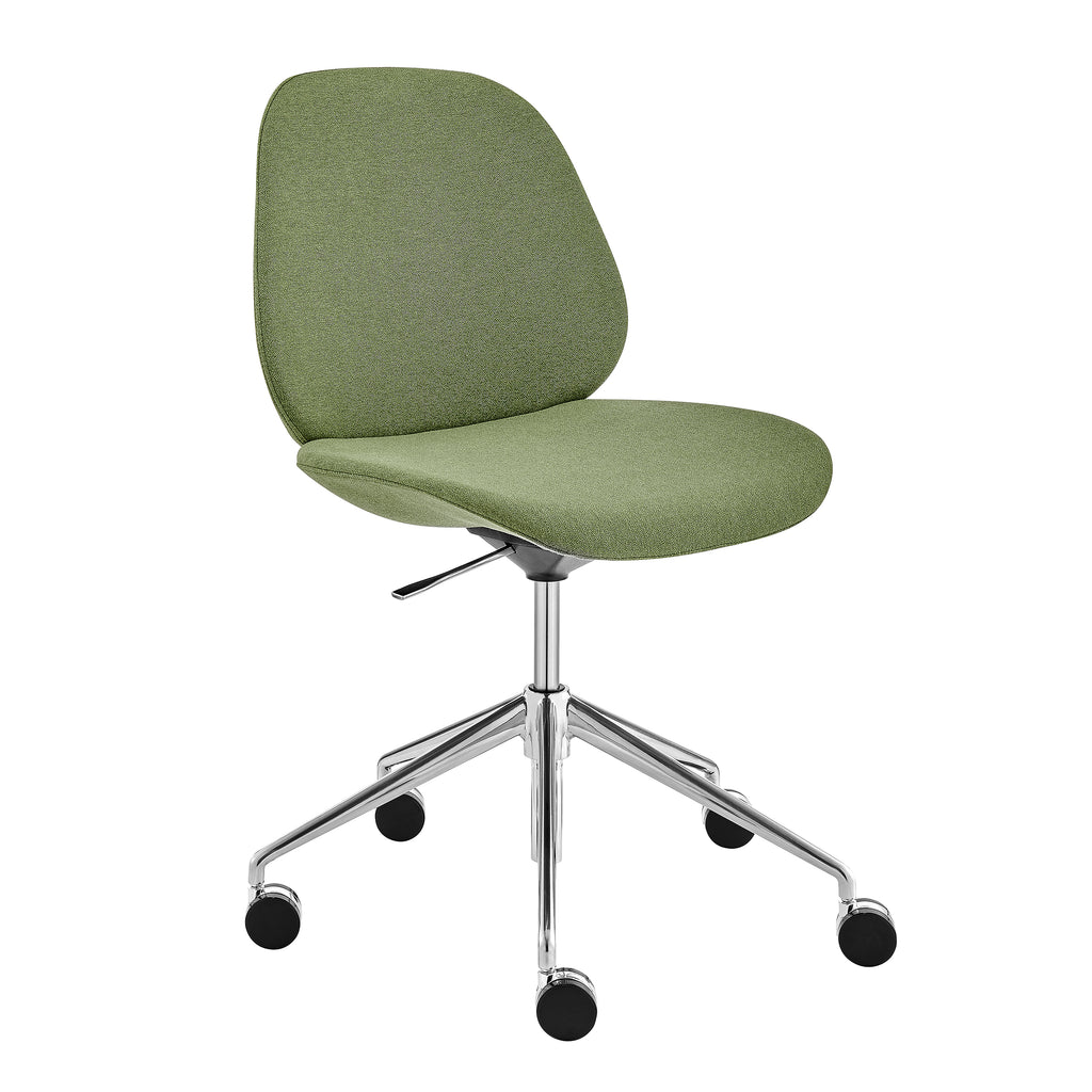 EuroStyle Lyle Office Chair without Armrests in Green Fabric with Polished Aluminum Base 90628-GRN