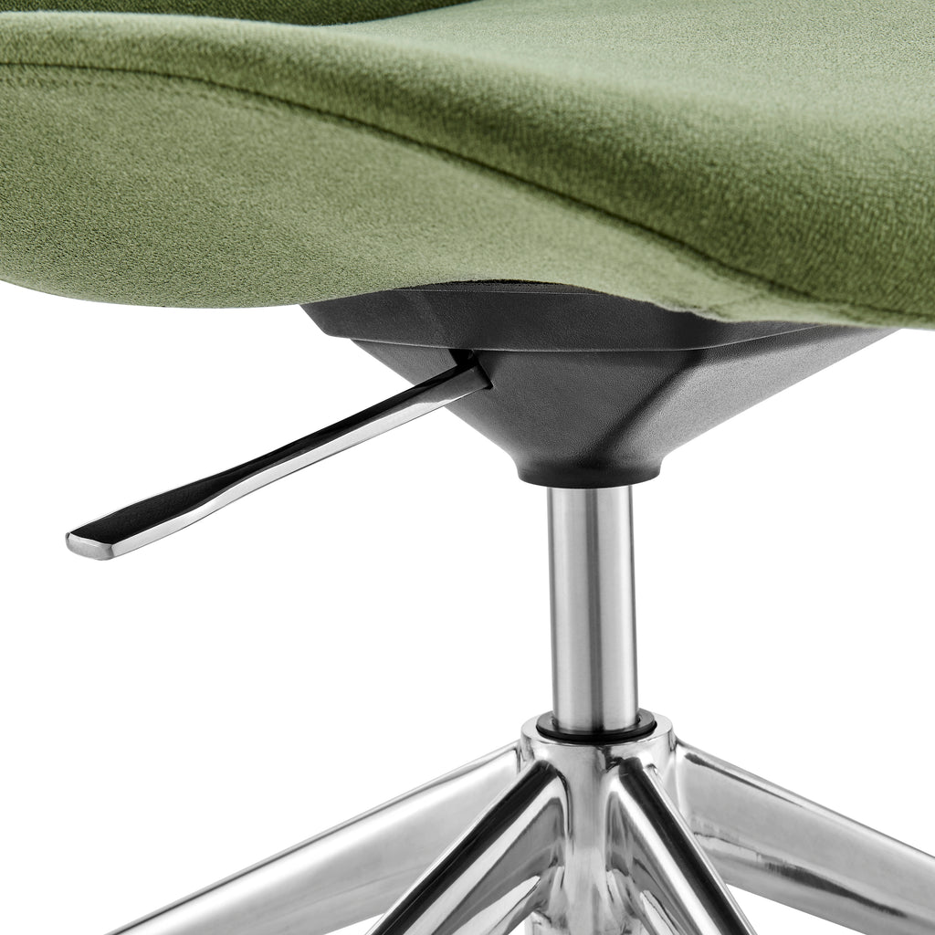 EuroStyle Lyle Office Chair without Armrests in Green Fabric with Polished Aluminum Base 90628-GRN