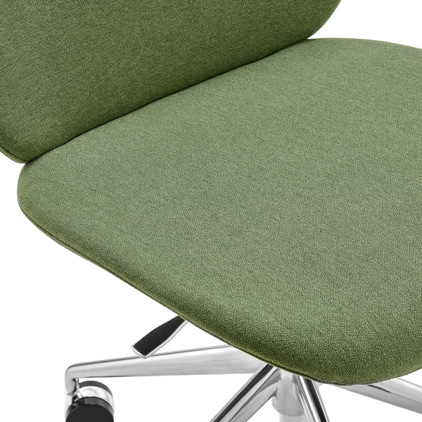 EuroStyle Lyle Office Chair without Armrests in Green Fabric with Polished Aluminum Base 90628-GRN