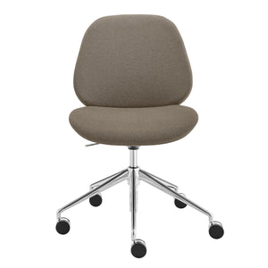 EuroStyle Lyle Office Chair without Armrests in Taupe Fabric with Polished Aluminum Base 90628-TPE