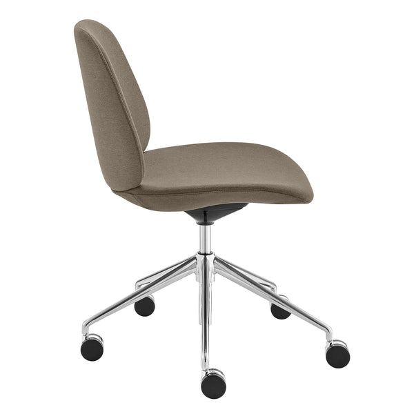 EuroStyle Lyle Office Chair without Armrests in Taupe Fabric with Polished Aluminum Base 90628-TPE