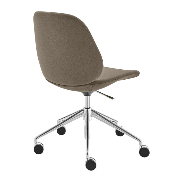 EuroStyle Lyle Office Chair without Armrests in Taupe Fabric with Polished Aluminum Base 90628-TPE