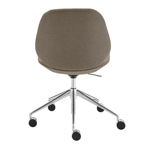 EuroStyle Lyle Office Chair without Armrests in Taupe Fabric with Polished Aluminum Base 90628-TPE