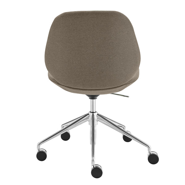 EuroStyle Lyle Office Chair without Armrests in Taupe Fabric with Polished Aluminum Base 90628-TPE