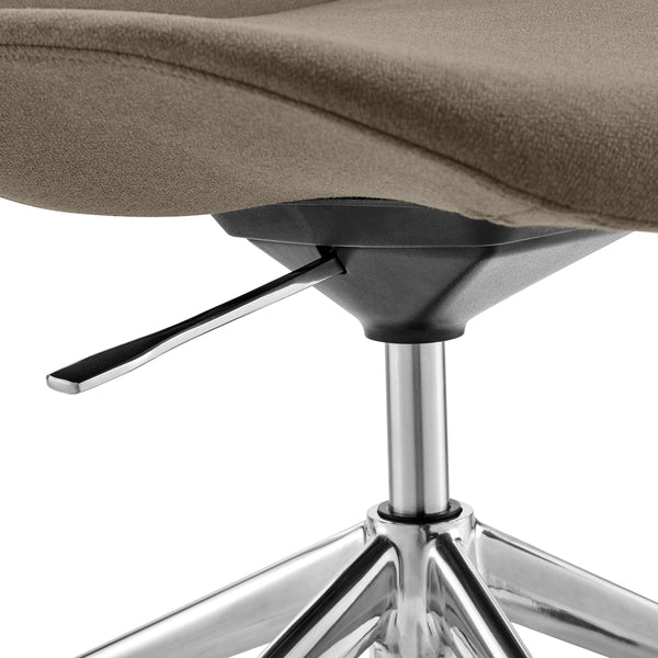 EuroStyle Lyle Office Chair without Armrests in Taupe Fabric with Polished Aluminum Base 90628-TPE