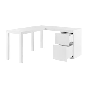 Tresero L-Desk in High Gloss White