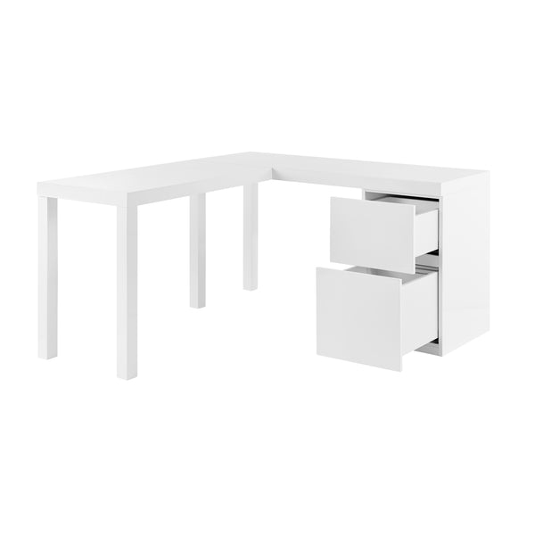 Tresero L-Desk in High Gloss White