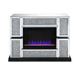 Noralie Glam Fireplace Mirrored & Faux Diamonds 90660-ACME