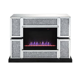 Noralie Glam Fireplace Mirrored & Faux Diamonds 90660-ACME