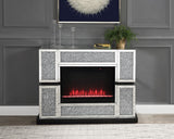 Noralie Glam Fireplace Mirrored & Faux Diamonds 90660-ACME