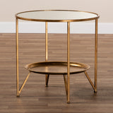 Baxton Studio Tamsin Modern and Contemporary Antique Gold Finished Metal and Mirrored Glass Accent Table with Tray Shelf