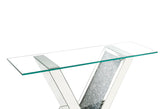 Noralie Glam Console Table Clear Glass, Mirrored & Faux Diamonds 90670-ACME