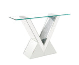 Noralie Glam Console Table Clear Glass, Mirrored & Faux Diamonds 90670-ACME