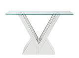 Noralie Glam Console Table Clear Glass, Mirrored & Faux Diamonds 90670-ACME