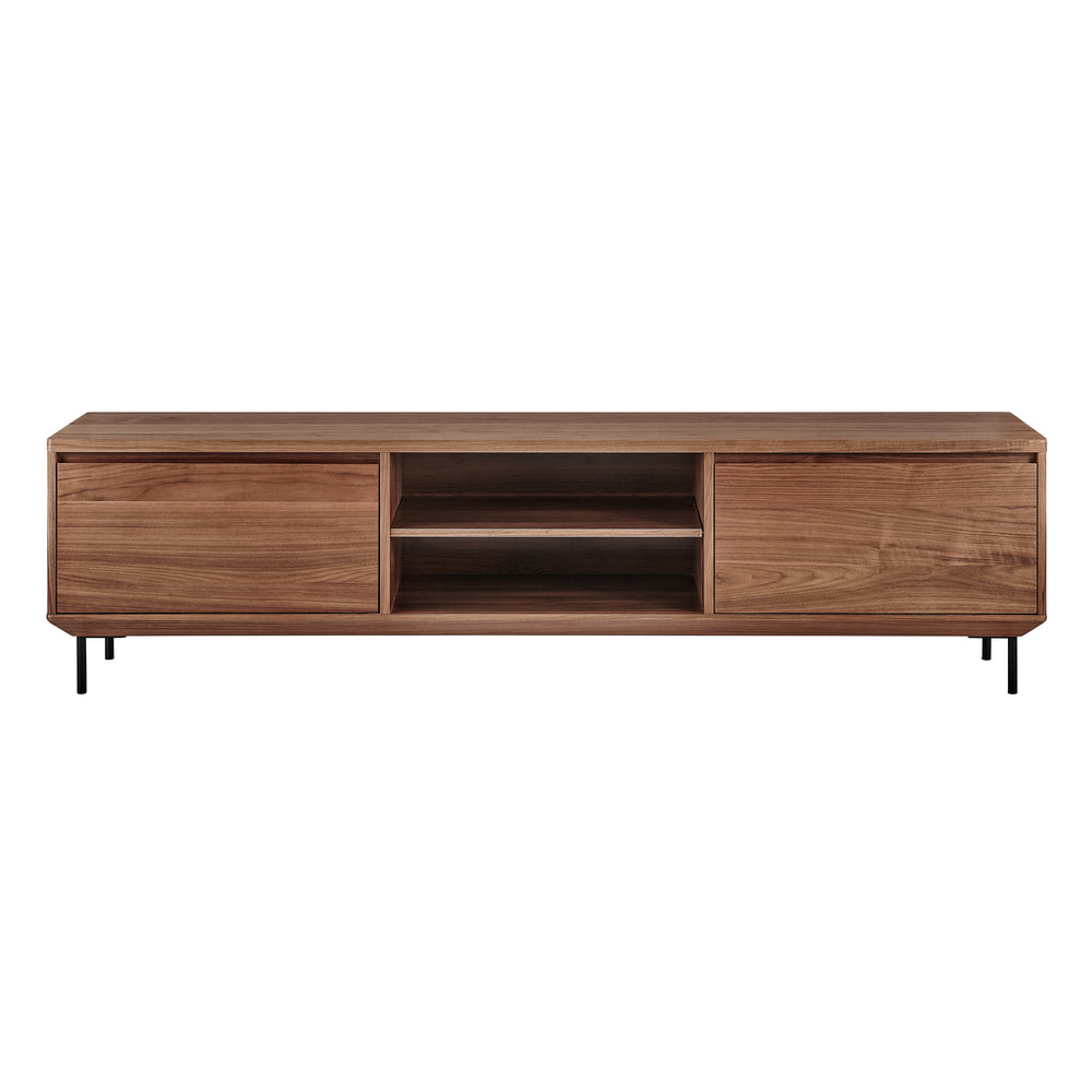 Saga 79-Inch Media Stand in Walnut and Legs in Matte Black