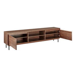 Saga 79-Inch Media Stand in Walnut and Legs in Matte Black