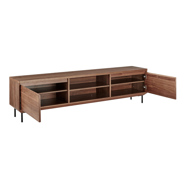 Saga 79-Inch Media Stand in Walnut and Legs in Matte Black