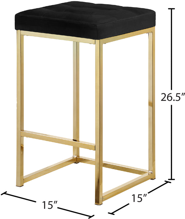 Nicola Velvet / Engineered Wood / Steel Contemporary Black Velvet Stool - 15" W x 15" D x 26.5" H