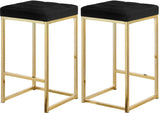 Nicola Velvet / Engineered Wood / Steel Contemporary Black Velvet Stool - 15" W x 15" D x 26.5" H