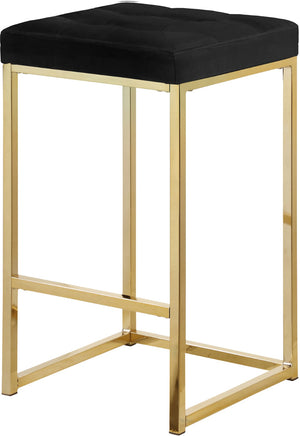 Nicola Velvet / Engineered Wood / Steel Contemporary Black Velvet Stool - 15" W x 15" D x 26.5" H