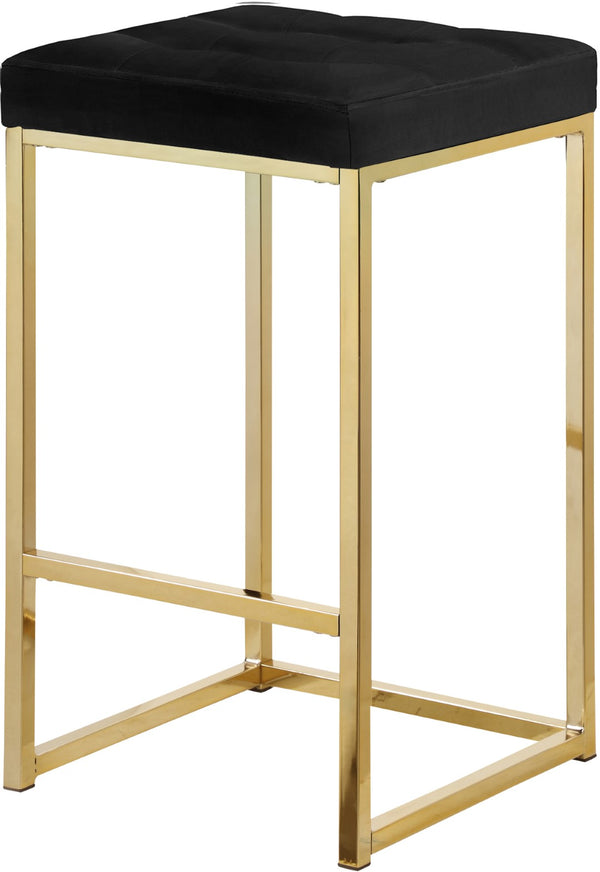 Nicola Velvet / Engineered Wood / Steel Contemporary Black Velvet Stool - 15" W x 15" D x 26.5" H