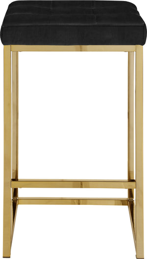 Nicola Velvet / Engineered Wood / Steel Contemporary Black Velvet Stool - 15" W x 15" D x 26.5" H