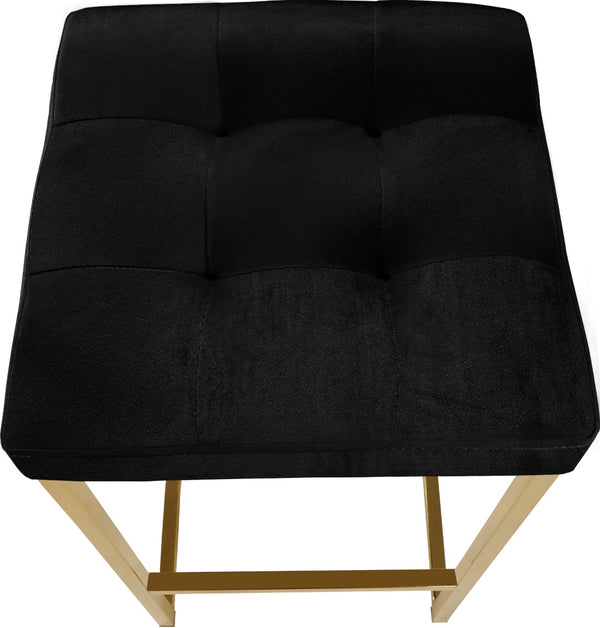Nicola Velvet / Engineered Wood / Steel Contemporary Black Velvet Stool - 15" W x 15" D x 26.5" H