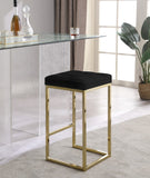 Nicola Velvet / Engineered Wood / Steel Contemporary Black Velvet Stool - 15" W x 15" D x 26.5" H