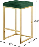 Nicola Velvet / Engineered Wood / Steel Contemporary Green Velvet Stool - 15" W x 15" D x 26.5" H