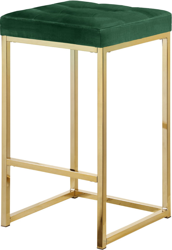 Nicola Velvet / Engineered Wood / Steel Contemporary Green Velvet Stool - 15" W x 15" D x 26.5" H