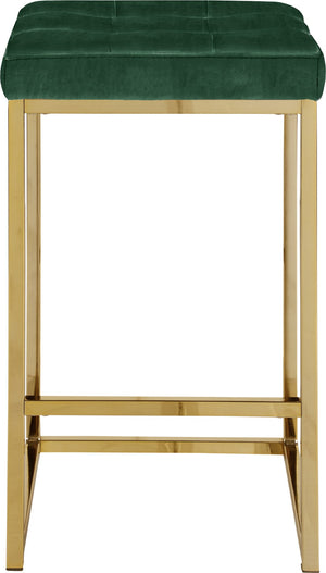 Nicola Velvet / Engineered Wood / Steel Contemporary Green Velvet Stool - 15" W x 15" D x 26.5" H