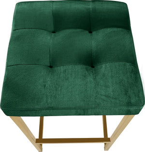 Nicola Velvet / Engineered Wood / Steel Contemporary Green Velvet Stool - 15" W x 15" D x 26.5" H