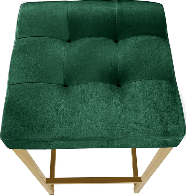 Nicola Velvet / Engineered Wood / Steel Contemporary Green Velvet Stool - 15" W x 15" D x 26.5" H