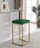 Nicola Velvet / Engineered Wood / Steel Contemporary Green Velvet Stool - 15" W x 15" D x 26.5" H