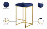 Nicola Velvet / Engineered Wood / Steel Contemporary Navy Velvet Stool - 15" W x 15" D x 26.5" H