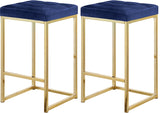 Nicola Velvet / Engineered Wood / Steel Contemporary Navy Velvet Stool - 15" W x 15" D x 26.5" H