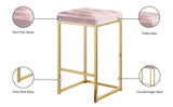 Nicola Velvet / Engineered Wood / Steel Contemporary Pink Velvet Stool - 15" W x 15" D x 26.5" H