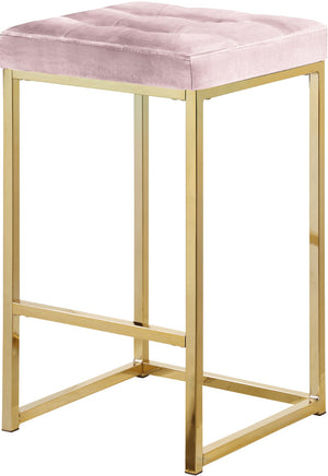 Nicola Velvet / Engineered Wood / Steel Contemporary Pink Velvet Stool - 15" W x 15" D x 26.5" H