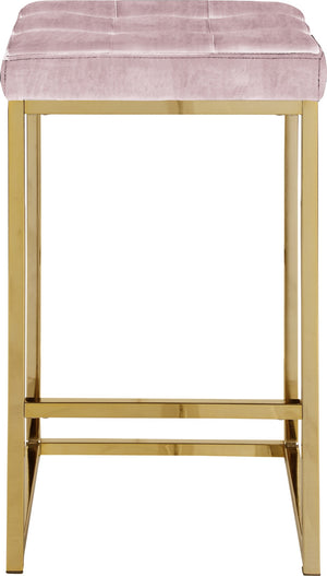 Nicola Velvet / Engineered Wood / Steel Contemporary Pink Velvet Stool - 15" W x 15" D x 26.5" H