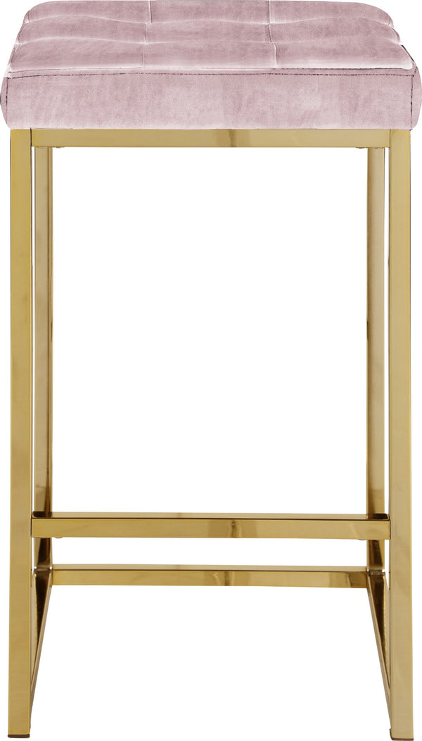 Nicola Velvet / Engineered Wood / Steel Contemporary Pink Velvet Stool - 15" W x 15" D x 26.5" H