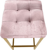 Nicola Velvet / Engineered Wood / Steel Contemporary Pink Velvet Stool - 15" W x 15" D x 26.5" H