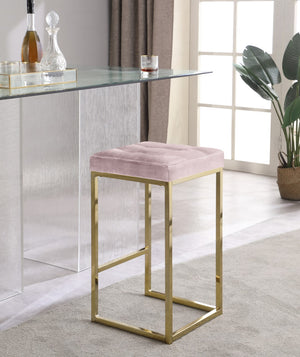 Nicola Velvet / Engineered Wood / Steel Contemporary Pink Velvet Stool - 15" W x 15" D x 26.5" H