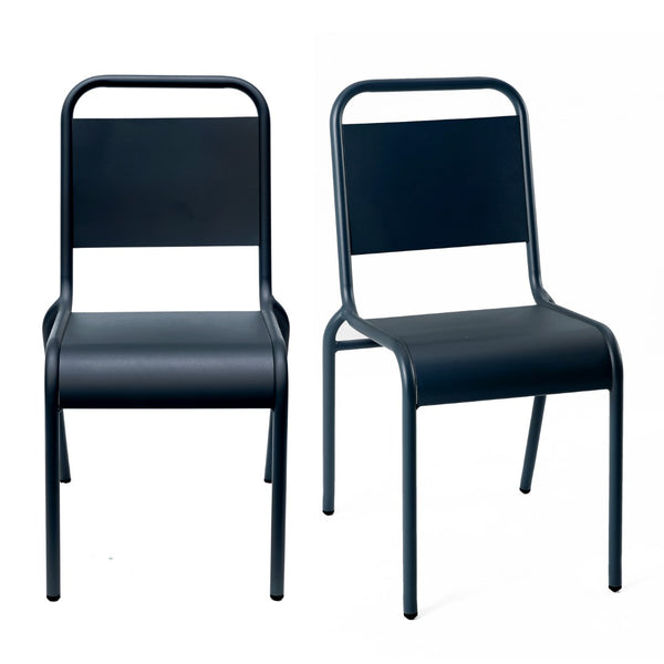 Otis Outdoor Side Chair in Dark Blue - Set of 2