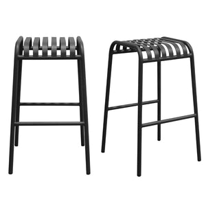Enid Outdoor Bar Stool in Black - Set of 2