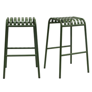 Enid Outdoor Bar Stool in Dark Green - Set of 2