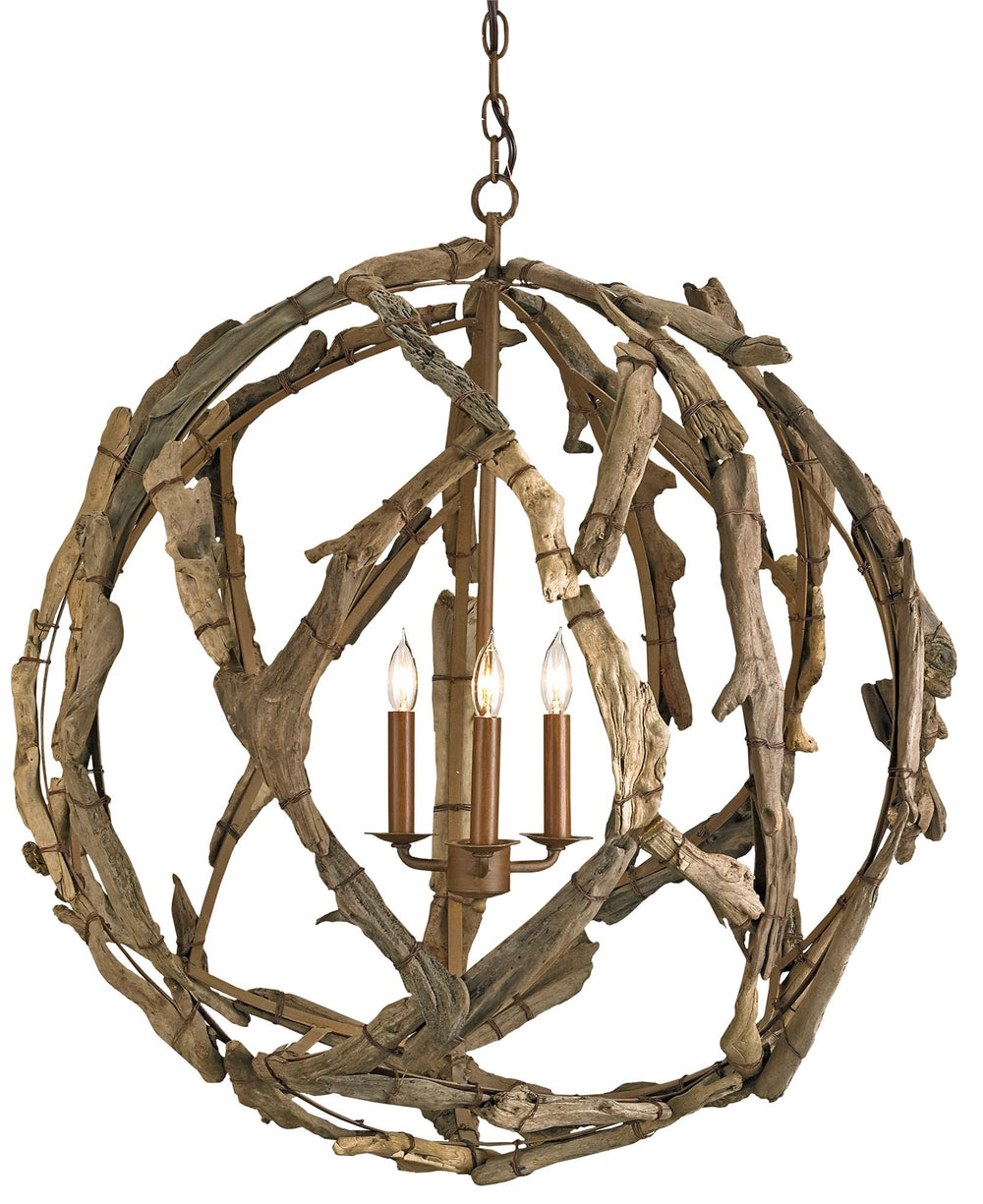 Driftwood Orb Chandelier - Handcrafted Natural Driftwood & Iron Finish Lighting for Elegant Spaces