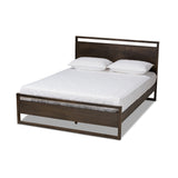 Inicio Modern and Contemporary Ash Brown Finished Wood Queen Size Platform Bed