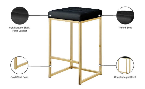 Nicola Faux Leather / Steel / Foam Contemporary Black Faux Leather Stool - 15" W x 15" D x 26.5" H