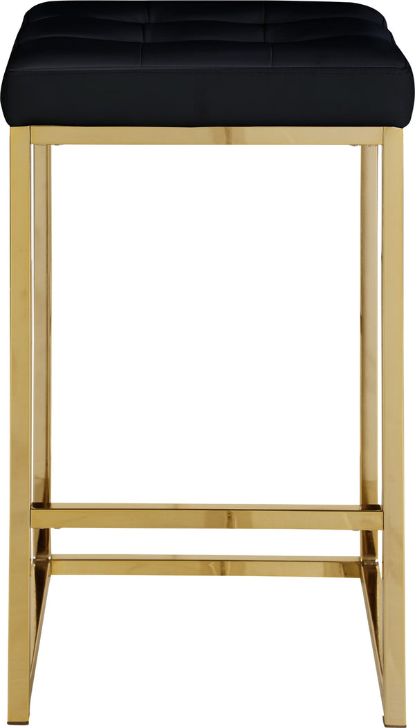 Nicola Faux Leather / Steel / Foam Contemporary Black Faux Leather Stool - 15" W x 15" D x 26.5" H