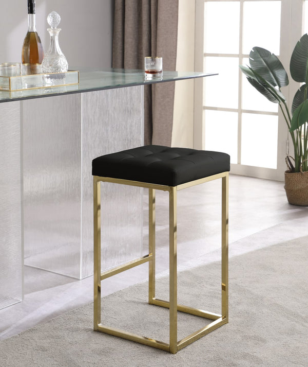 Nicola Faux Leather / Steel / Foam Contemporary Black Faux Leather Stool - 15" W x 15" D x 26.5" H